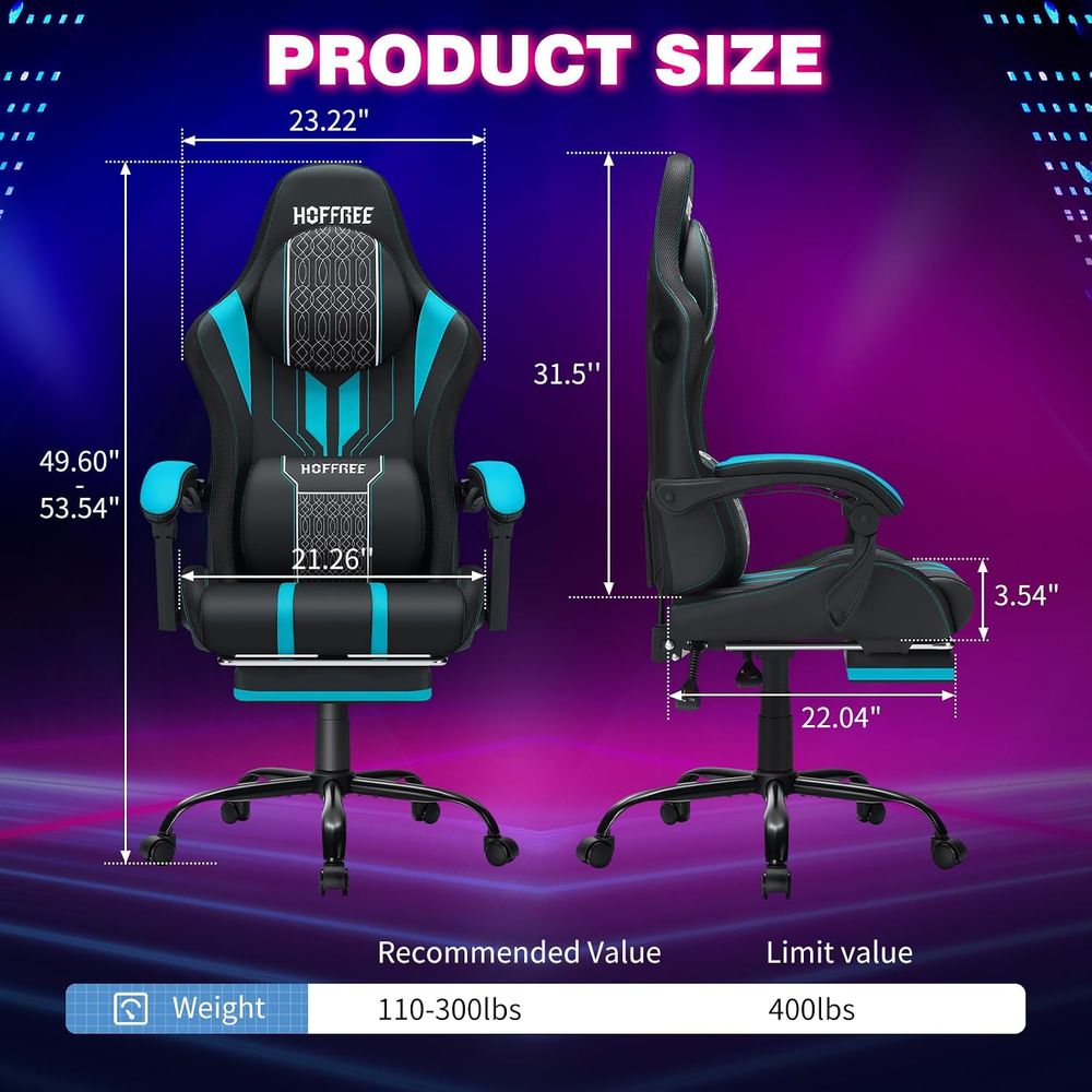 Kursi Gaming dengan Lampu LED, - Massage ulasan dan harga