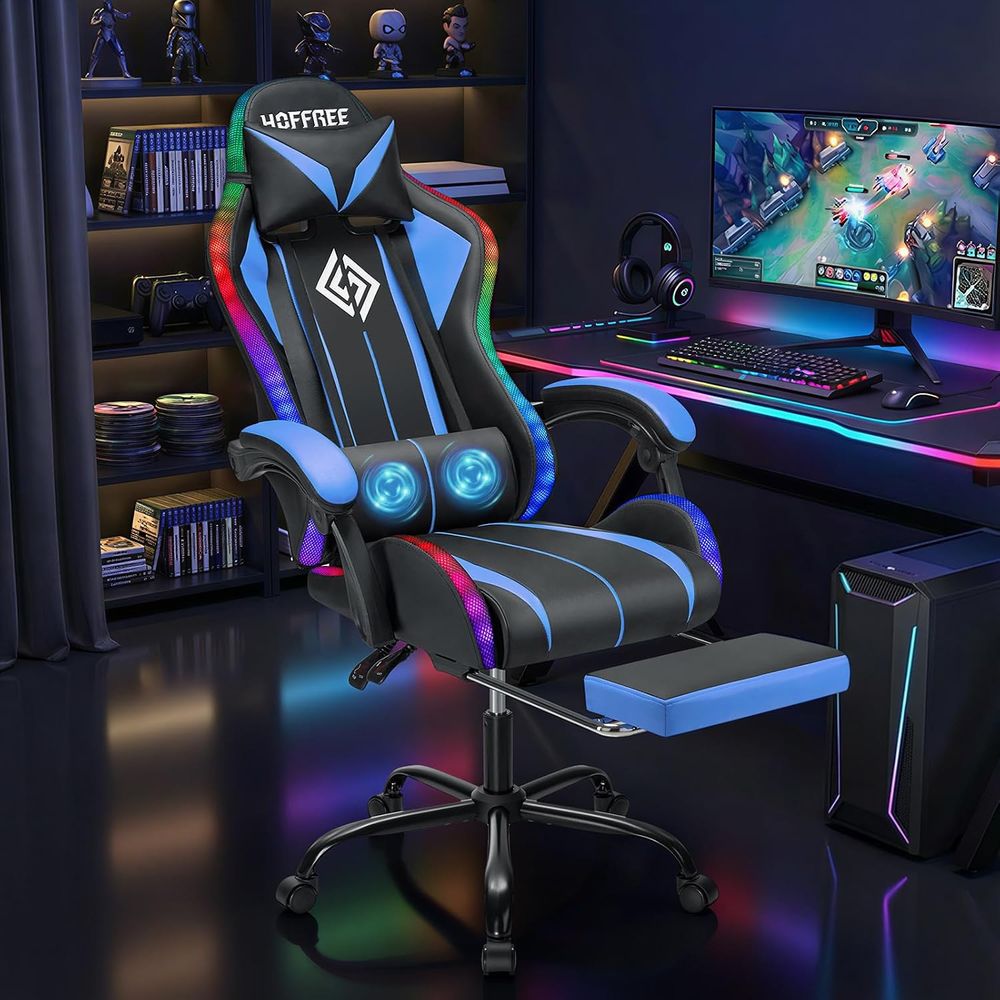 Kursi Gaming LED dengan Lampu  - Massage ulasan dan harga